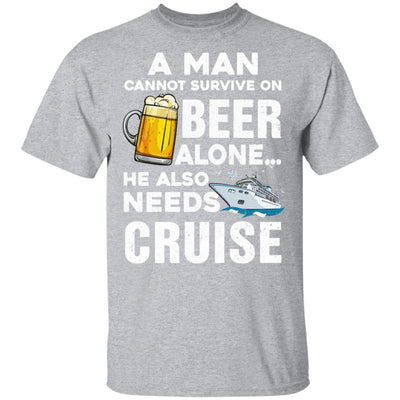 A Man Cannot Survive On Beer Alone He Also Needs Cruise-T-Shirt & Hoodie-Classic T-Shirt-Sport Grey