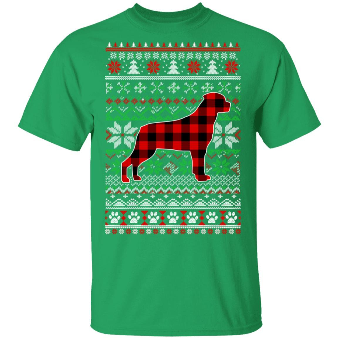 Rottweiler Red Plaid Ugly Christmas Sweater Gifts-T-Shirt & Sweatshirt-Classic T-Shirt-Irish Green