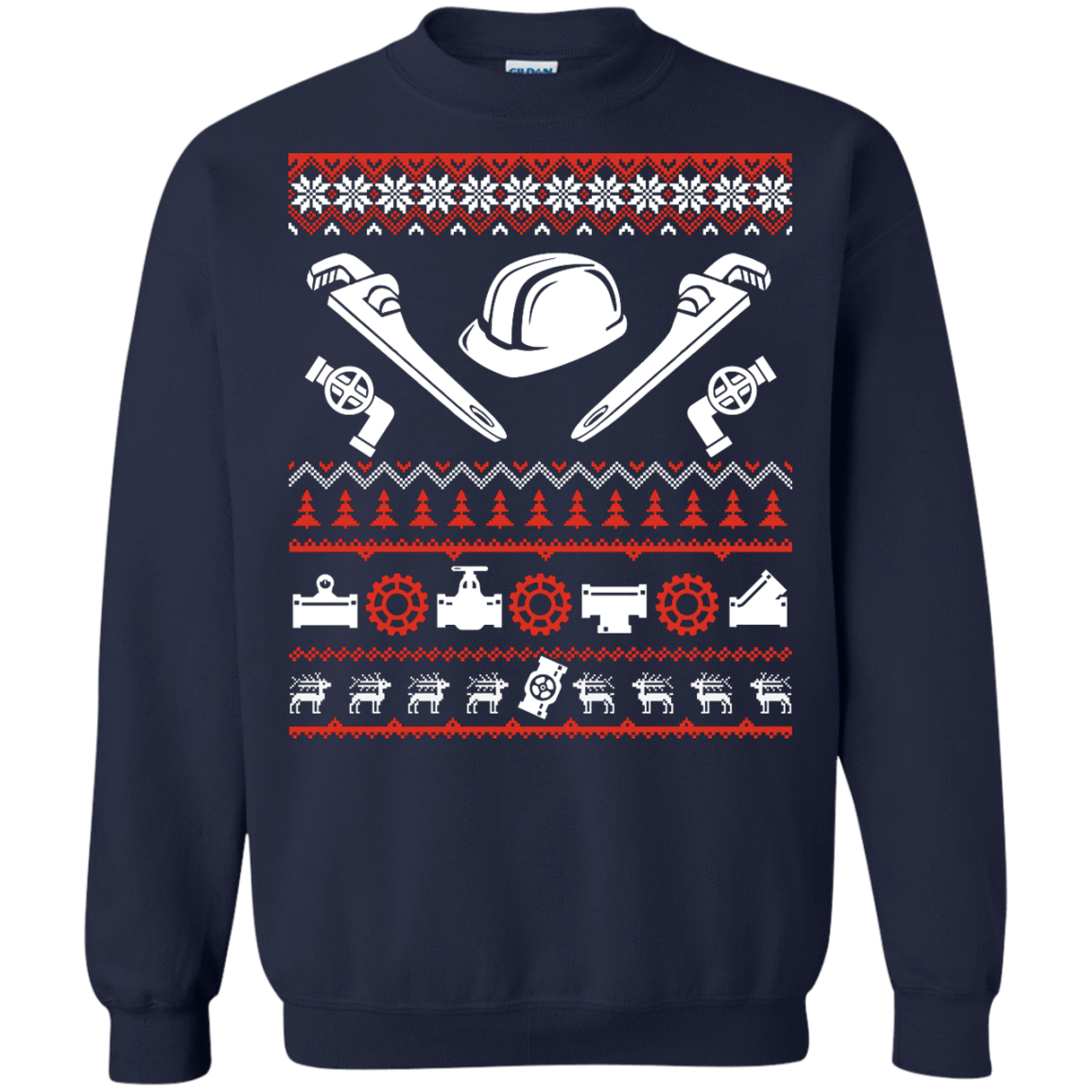 Pipefitter Christmas Sweater-T-Shirt & Hoodie-Crewneck Sweatshirt-Navy
