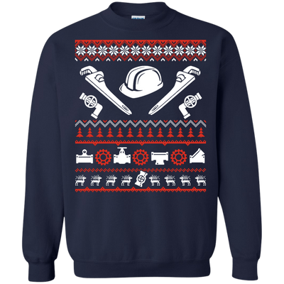Pipefitter Christmas Sweater-T-Shirt & Hoodie-Crewneck Sweatshirt-Navy