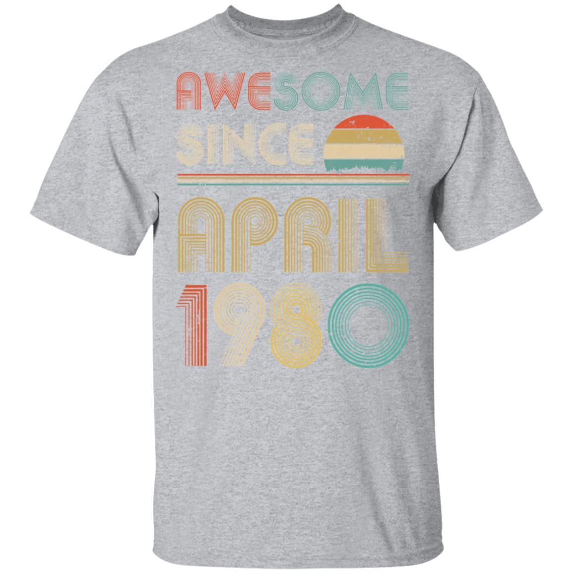 Awesome Since April 1980 Vintage 41th Birthday Gifts-T-Shirt & Hoodie-Classic T-Shirt-Sport Grey