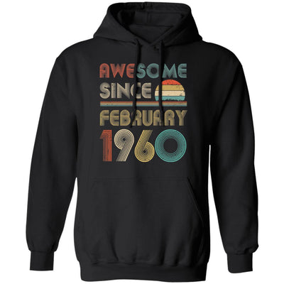 Awesome Since February 1960 Vintage 61th Birthday Gifts-T-Shirt & Hoodie-Pullover Hoodie-Black