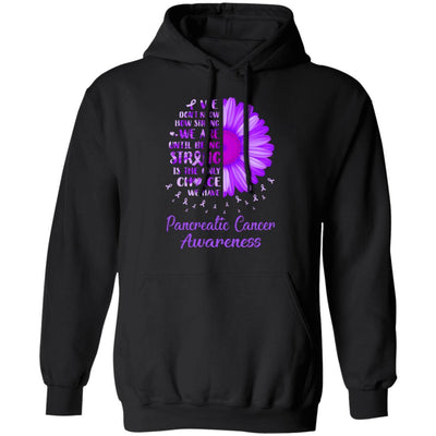 Being Strong Daisy Flower Purple Pancreatic Cancer-T-Shirt & Hoodie-Pullover Hoodie-Black