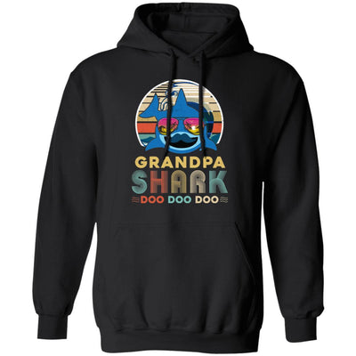 Retro Vintage Grandpa Shark Doo Doo Doo-T-Shirt & Hoodie-Pullover Hoodie-Black
