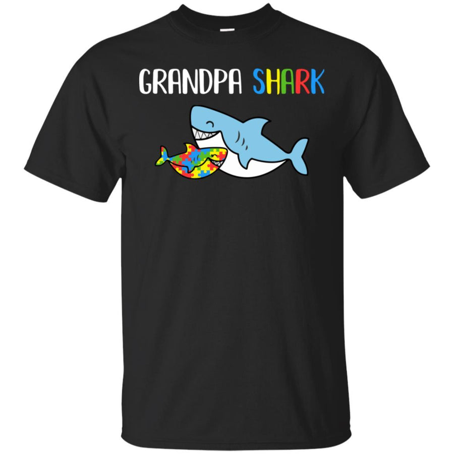 Grandpa Shark Support Autism Awareness For Grandchild-T-Shirt & Hoodie-Classic T-Shirt-Black