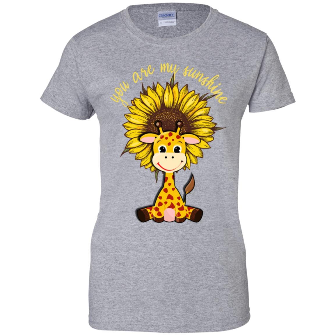 You Are My Little Sunshine Sunflower Giraffe-T-Shirt & Hoodie-Women's T-Shirt-Sport Grey