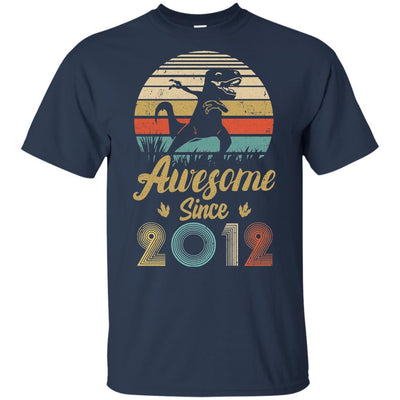 Awesome Since 2012 9th Years Old Dinosaur Birthday Gift Youth-Youth Shirt-Youth T-Shirt-Navy