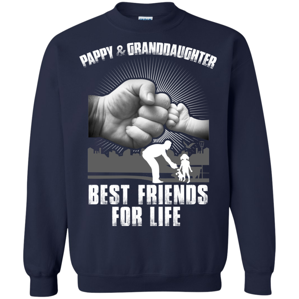 Pappy And Granddaughter Best Friends For Life-T-Shirt & Sweatshirt-Crewneck Sweatshirt-Navy