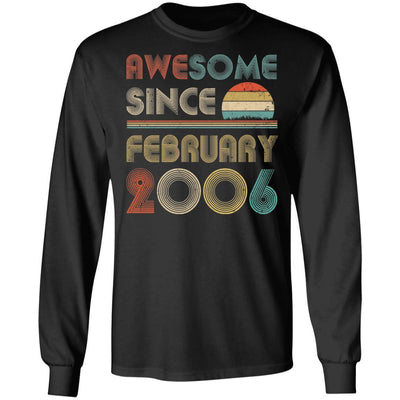 Awesome Since February 2006 Vintage 15th Birthday Gifts-T-Shirt & Hoodie-Long Sleeve T-Shirt-Black