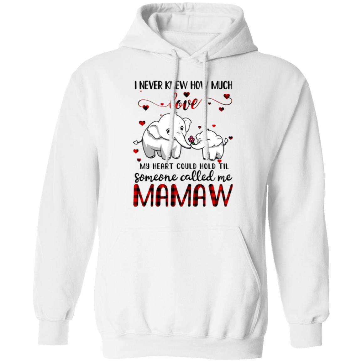 Someone Called Me Mamaw Elephant Red Plaid Mother's Day-T-Shirt & Hoodie-Pullover Hoodie-White