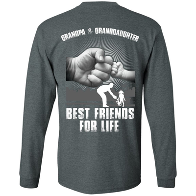 Grandpa And Granddaughter Best Friends For Life-T-Shirt & Hoodie-Long Sleeve T-Shirt-Dark Heather
