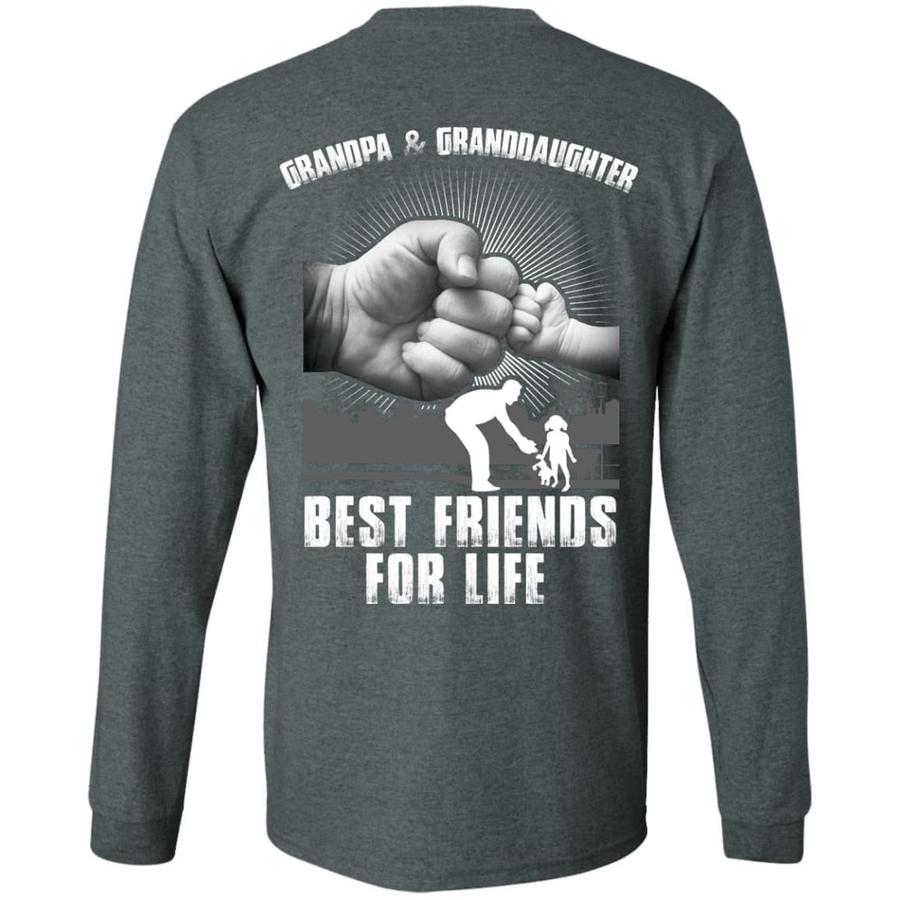 Grandpa And Granddaughter Best Friends For Life-T-Shirt & Hoodie-Long Sleeve T-Shirt-Dark Heather