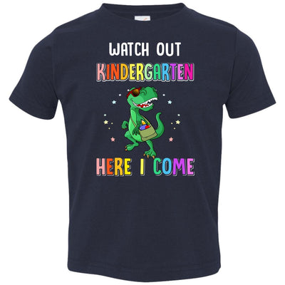 Kindergarten Here I Come Dinosaur Back To School Youth-Youth Shirt-Toddler T-Shirt-Navy