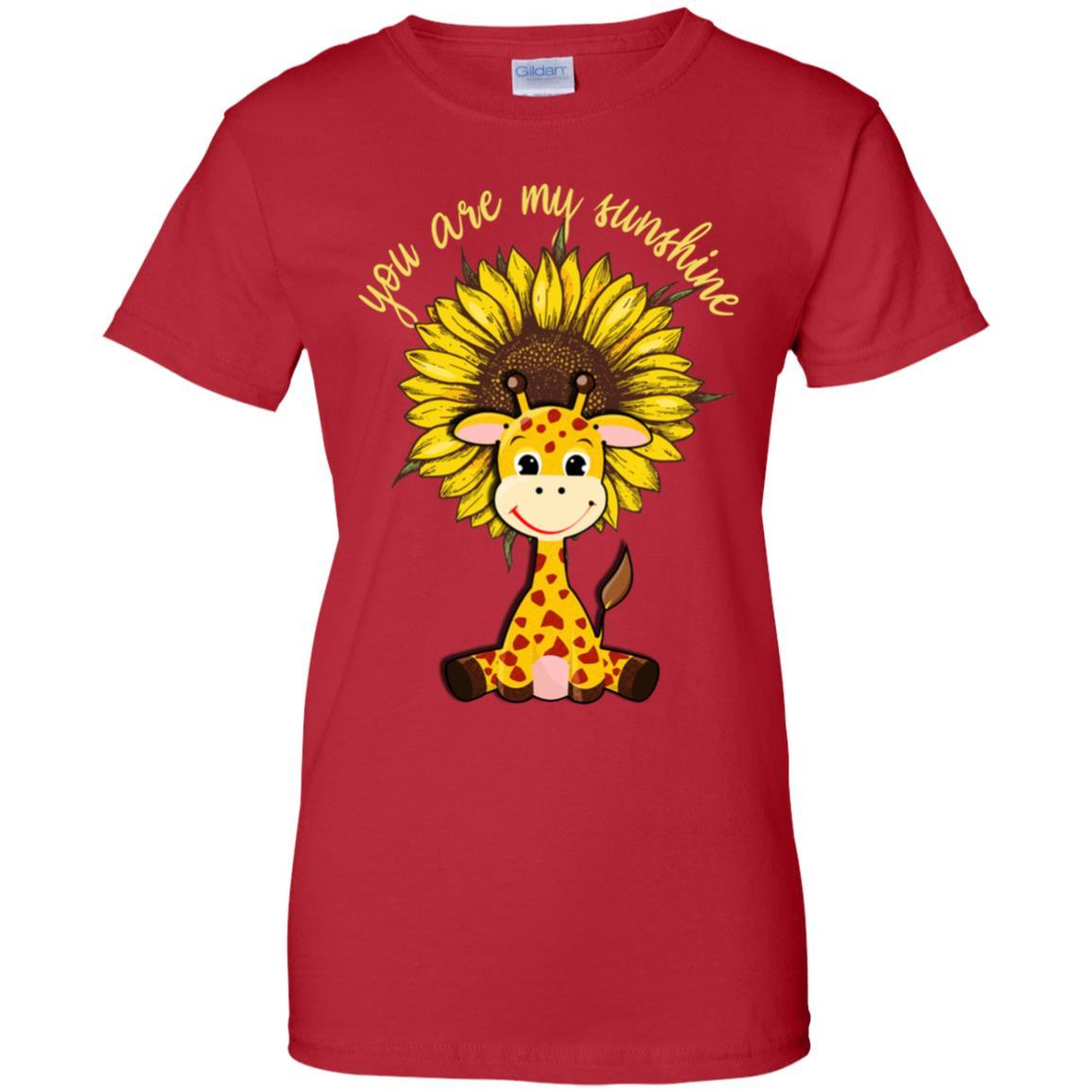 You Are My Little Sunshine Sunflower Giraffe-T-Shirt & Hoodie-Women's T-Shirt-Red