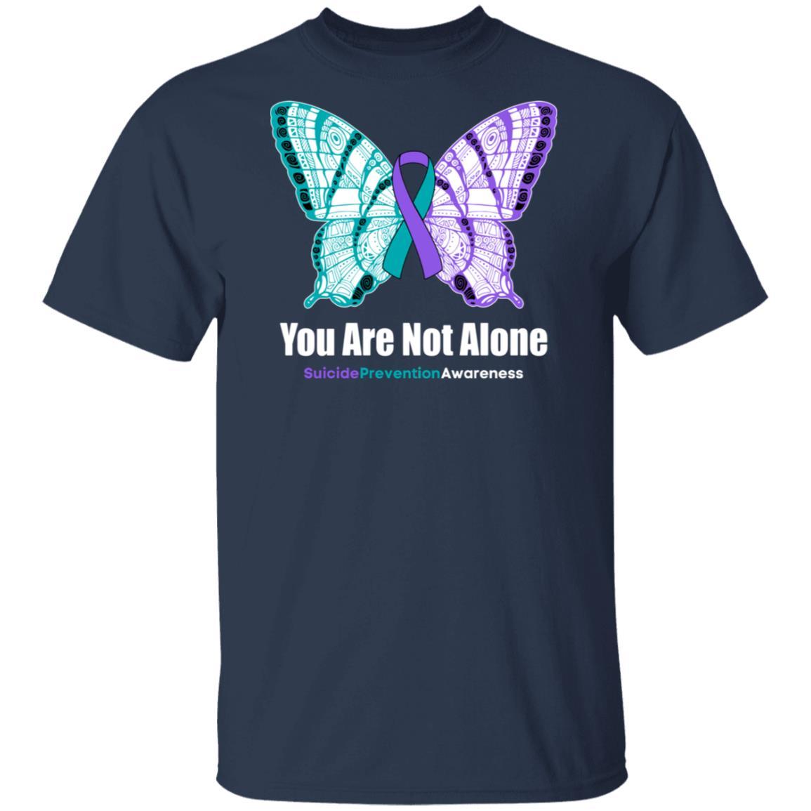 You Are Not Alone Butterfly Suicide Prevention Awareness-T-Shirt & Hoodie-Classic T-Shirt-Navy