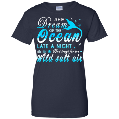 She Dream Of The Ocean Late Night And Longs For The Wild Salt Air-T-Shirt & Hoodie-Women's T-Shirt-Navy