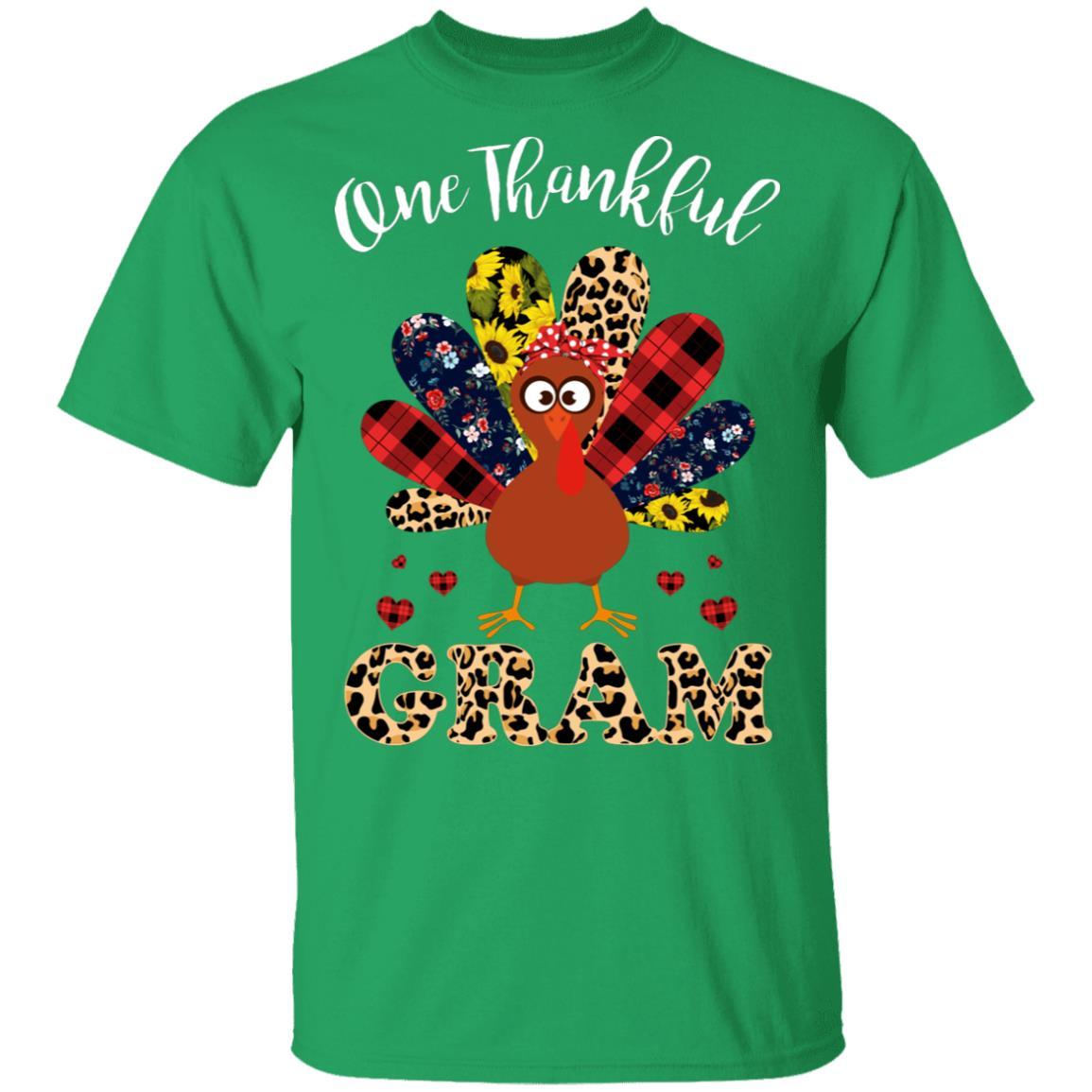 One Thankful Gram Leopard Turkey Thanksgiving Gift-T-Shirt & Sweatshirt-Classic T-Shirt-Irish Green