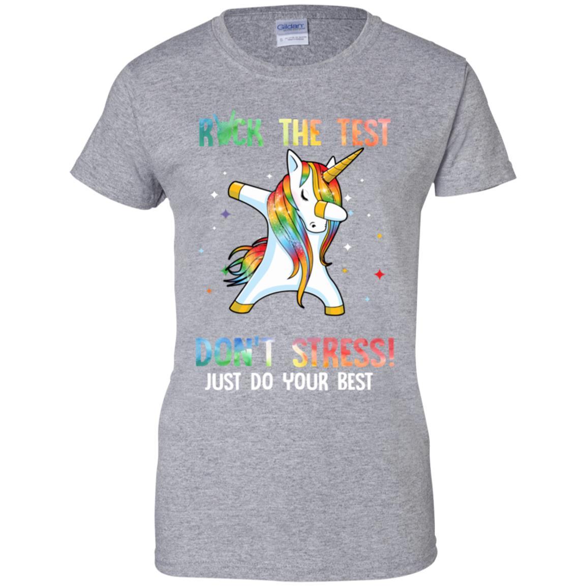 Rock The Test Funny School Unicorn Student Teacher-T-Shirt & Hoodie-Women's T-Shirt-Sport Grey