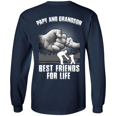 Papy And Grandson Best Friends For Life-T-Shirt & Hoodie-Long Sleeve T-Shirt-Navy