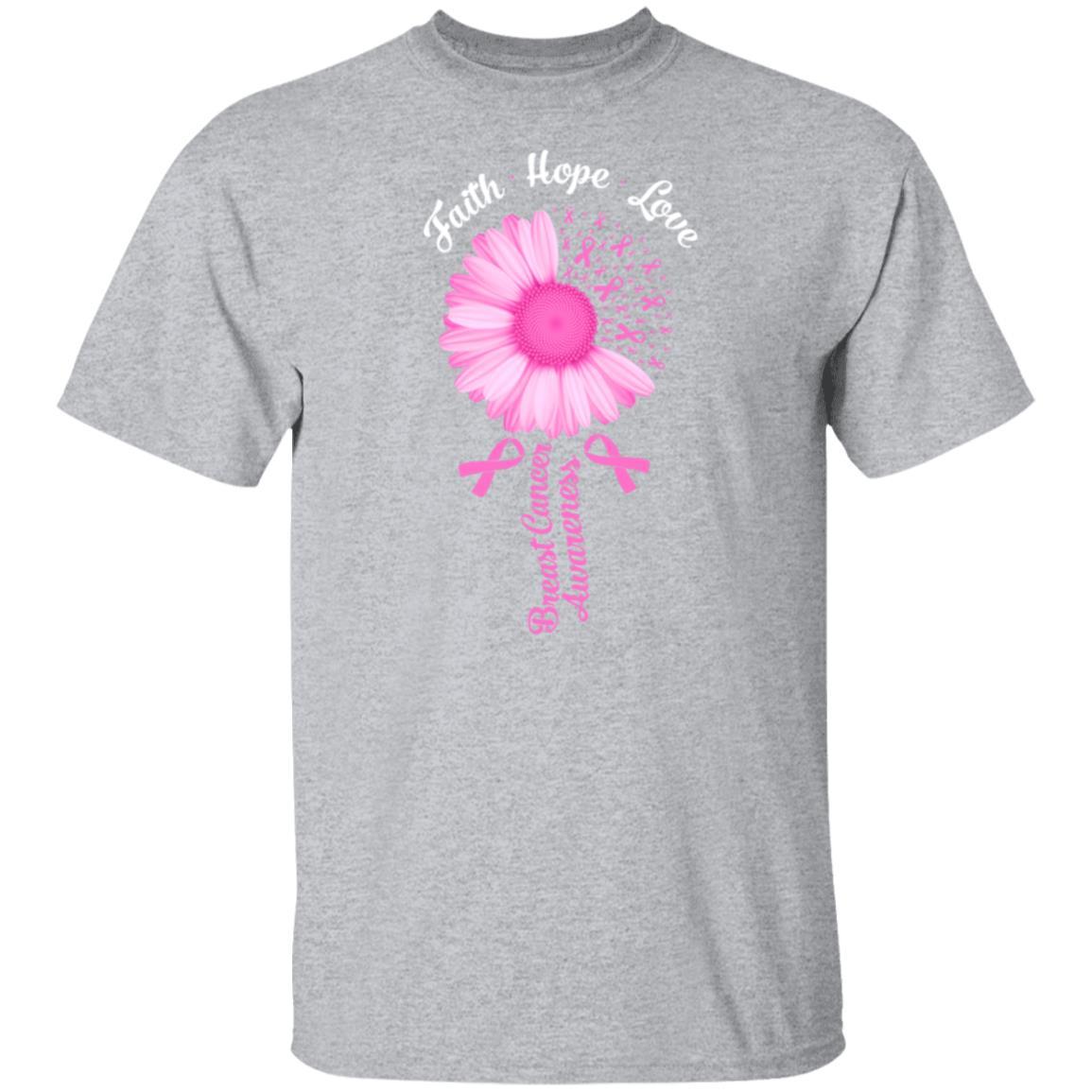 Faith Hope Love Pink Ribbon Breast Cancer Awareness-T-Shirt & Hoodie-Classic T-Shirt-Sport Grey