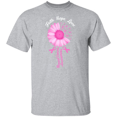 Faith Hope Love Pink Ribbon Breast Cancer Awareness-T-Shirt & Hoodie-Classic T-Shirt-Sport Grey