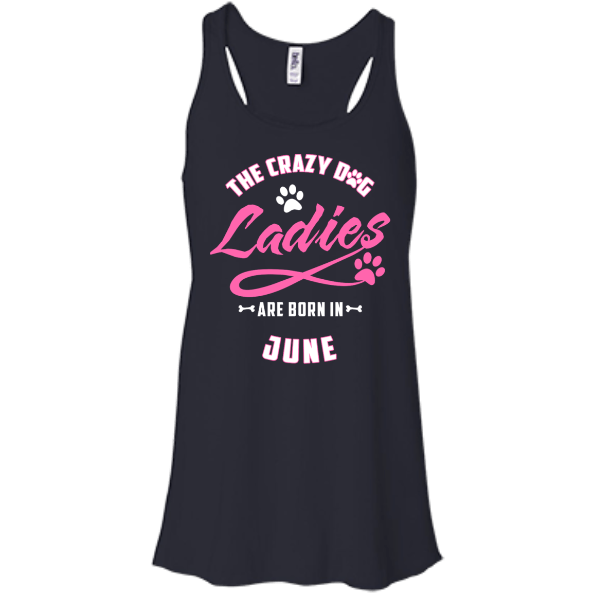 The Crazy Dog Ladies Are Born In June-T-Shirt & Hoodie-Women's Flowy Racerback Tank-Midnight