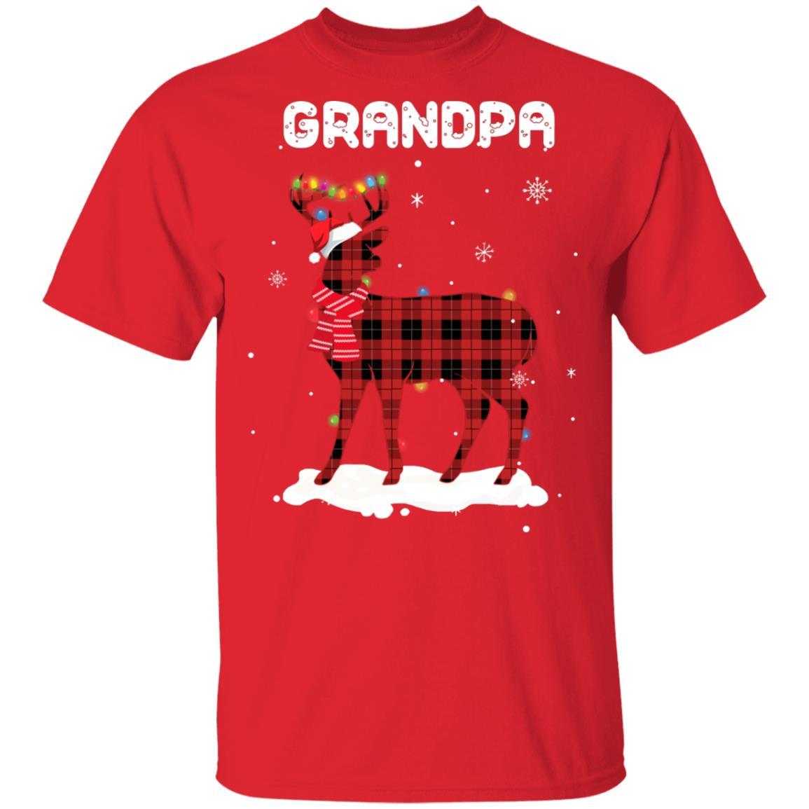 Grandpa Deer Red Plaid Christmas Family Matching Pajamas-T-Shirt & Sweatshirt-Classic T-Shirt-Red