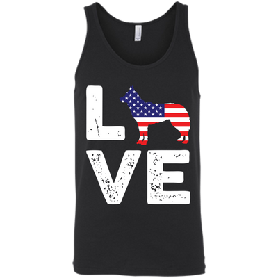 American Flag Dog Husky Love-T-Shirt & Hoodie-Unisex Tank-Black