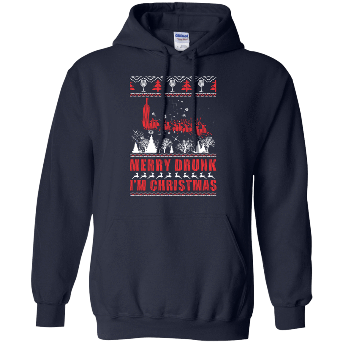 Merry Drunk I'm Christmas-T-Shirt & Hoodie-Pullover Hoodie-Navy