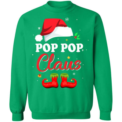 Santa Pop Pop Claus Matching Family Pajamas Christmas Gifts-T-Shirt & Sweatshirt-Crewneck Sweatshirt-Irish Green