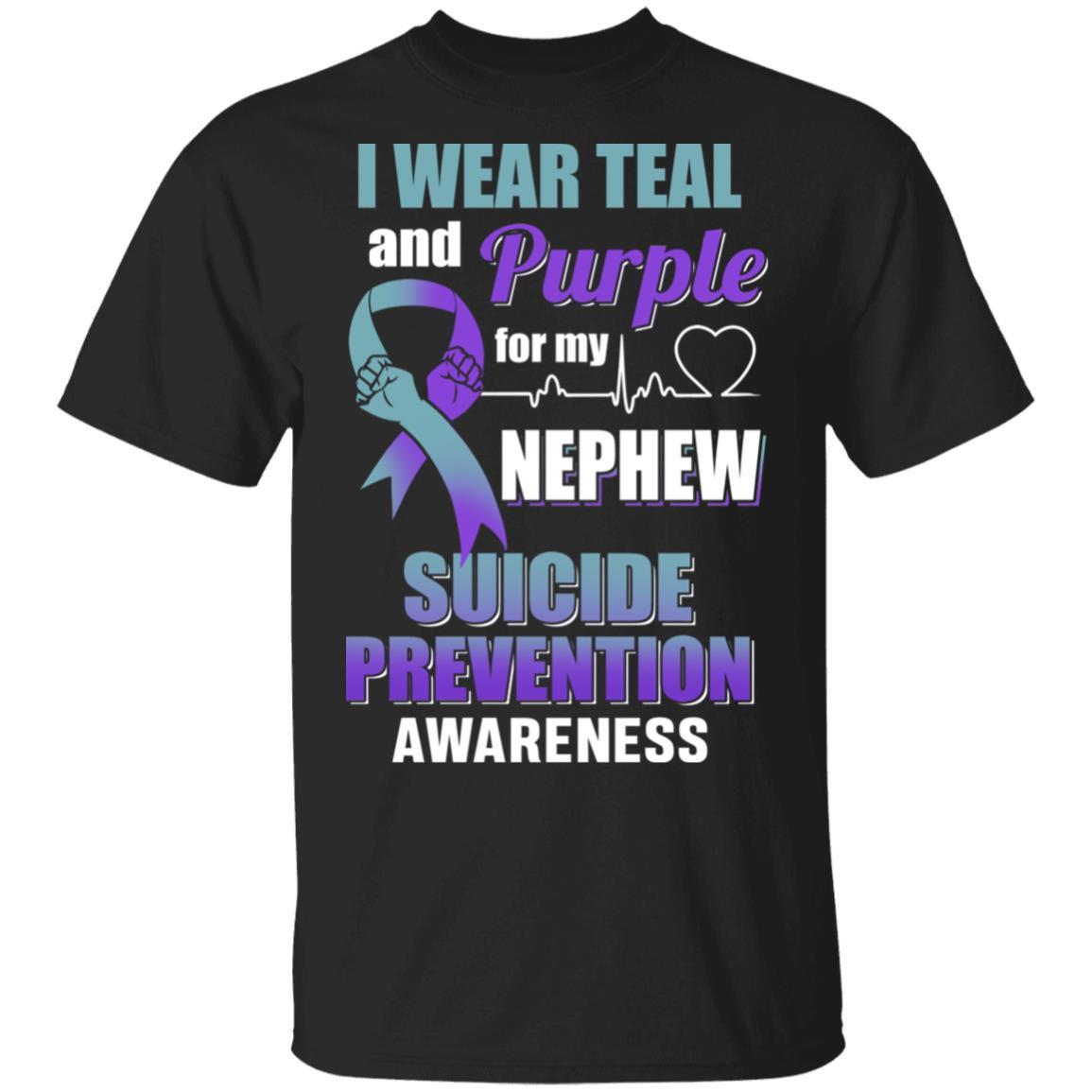 I Wear Teal And Purple For My Nephew Suicide Prevention-T-Shirt & Hoodie-Classic T-Shirt-Black