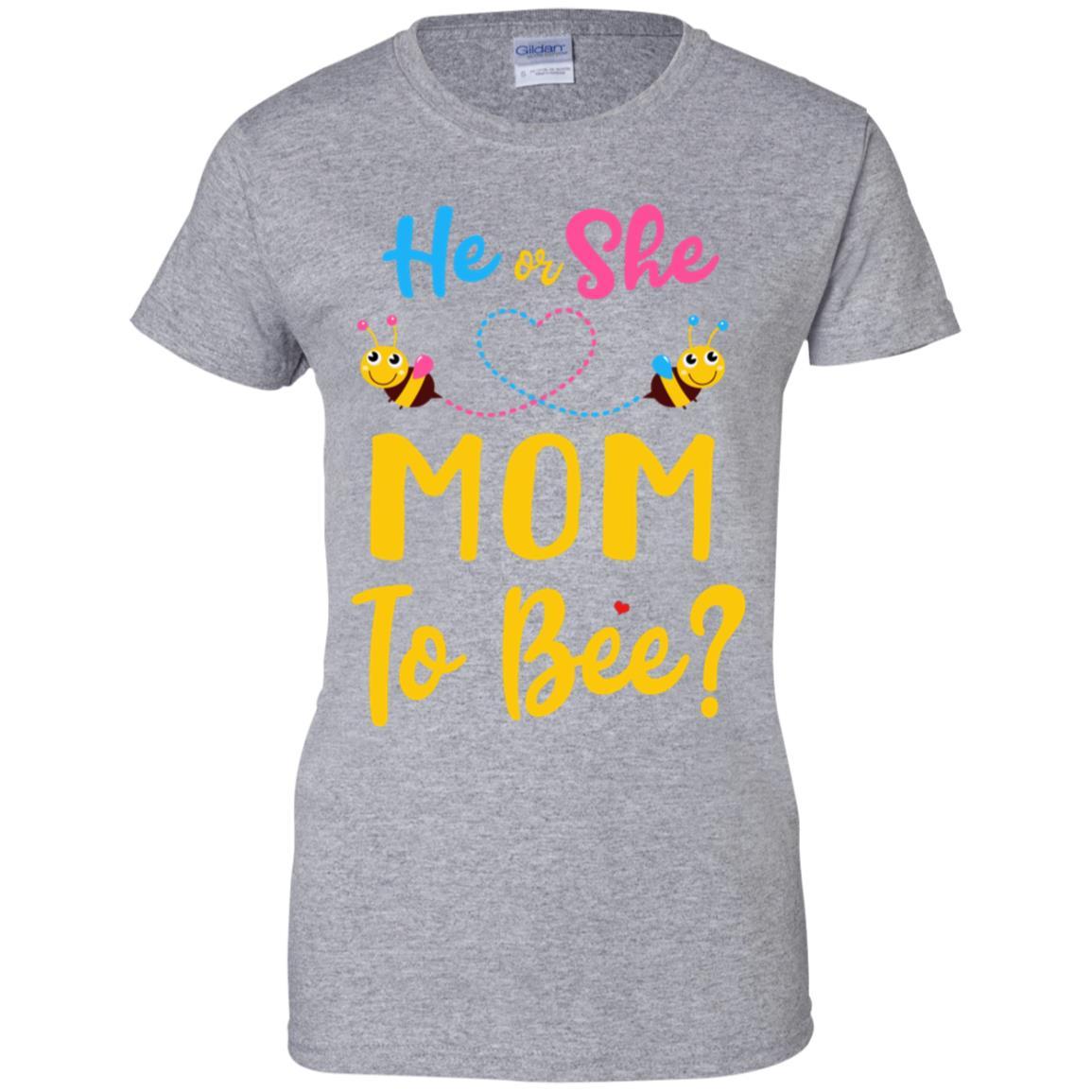 Gender Reveal Pink Or Blue What Will It Bee He Or She Mom-T-Shirt & Hoodie-Women's T-Shirt-Sport Grey