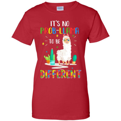 No Prob Llama To Be Different Llama Autism Awareness Gift-T-Shirt & Hoodie-Women's T-Shirt-Red