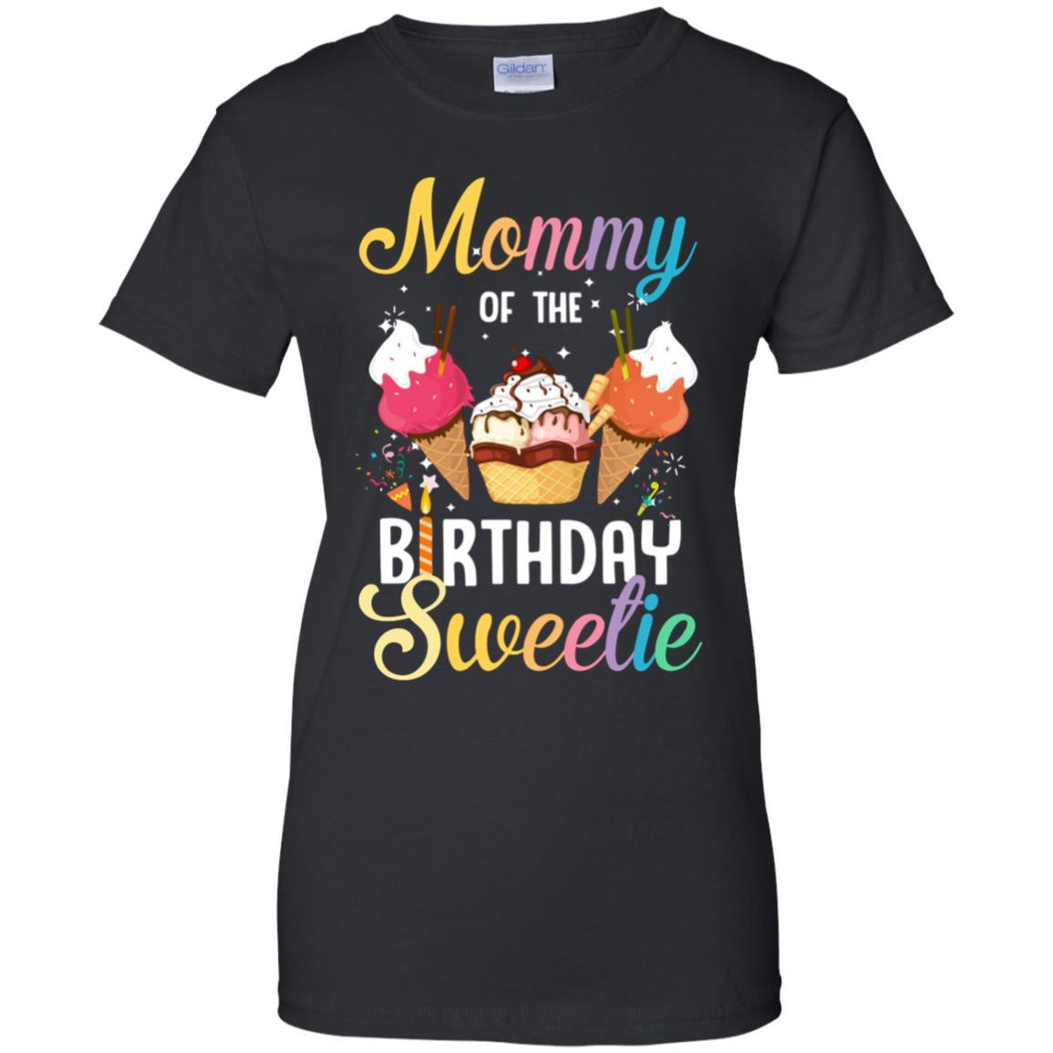 Funny Ice Cream Cones Mommy Of The Birthday Sweetie-T-Shirt & Tank Top-Women's T-Shirt-Black
