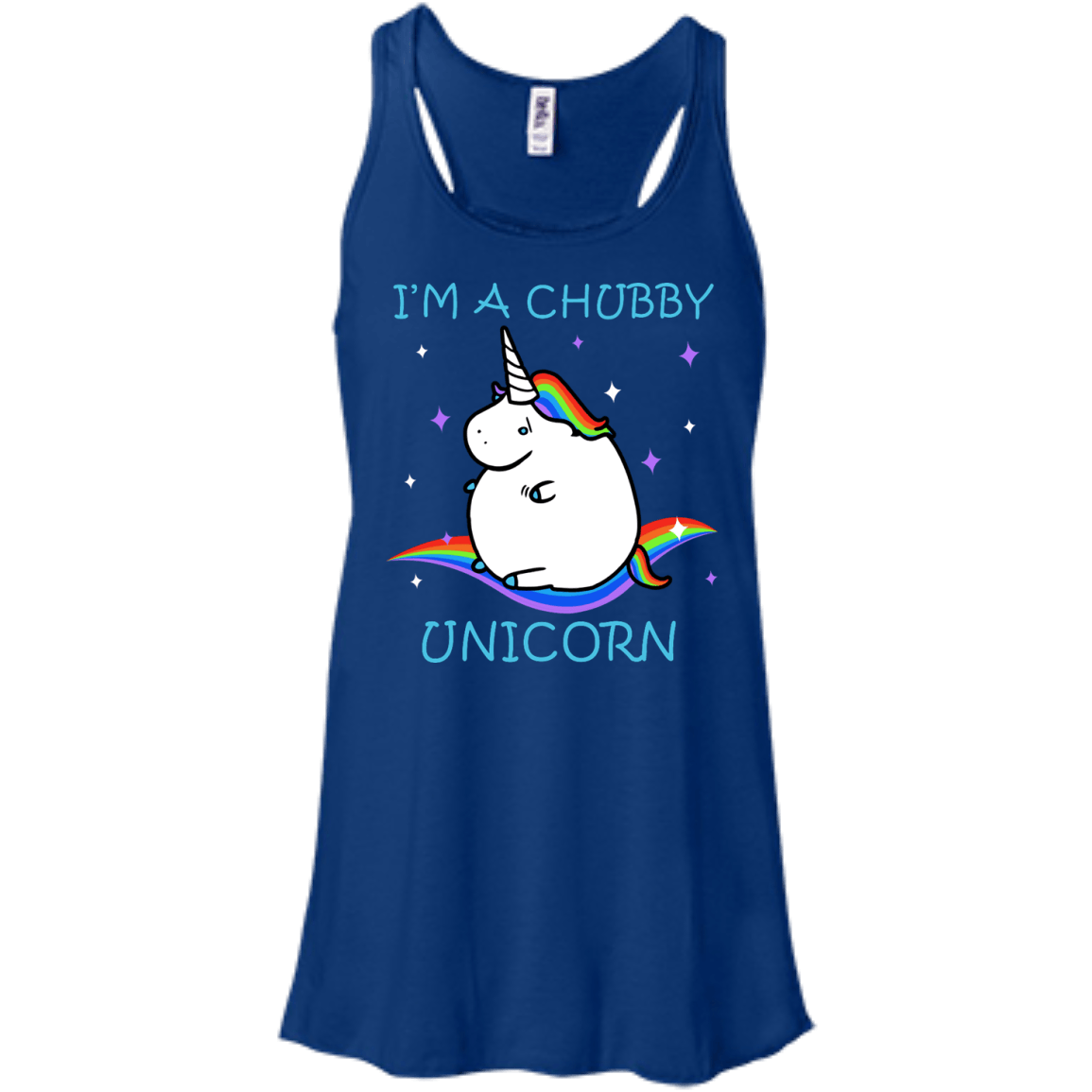 I'm A Chubby Unicorn-T-Shirt & Hoodie-Women's Flowy Racerback Tank-True Royal