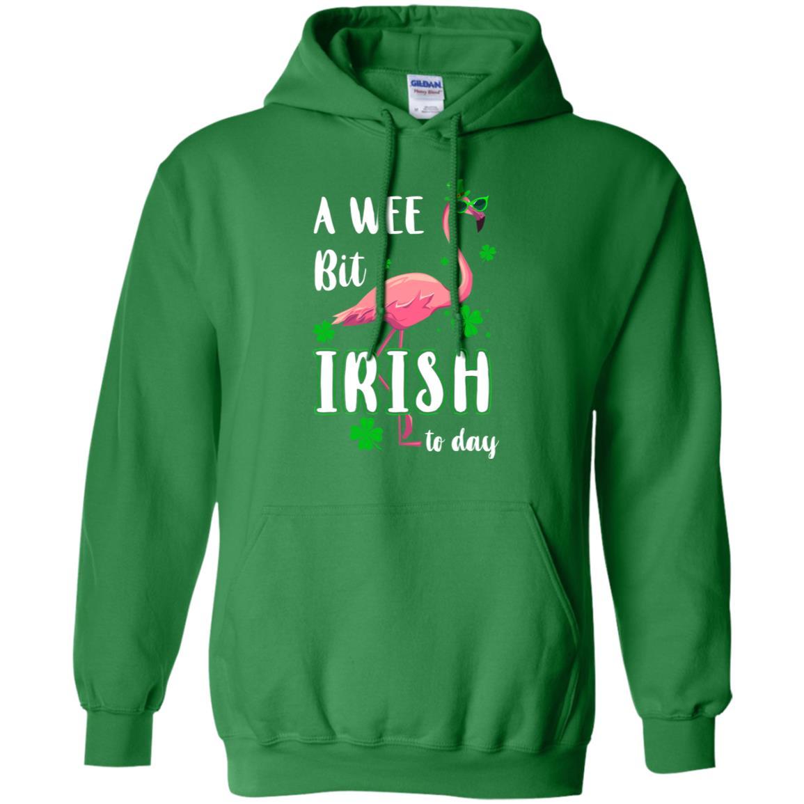 A Wee Bit Irish Today Green Flamingo St Patrick's Day-T-Shirt & Hoodie-Pullover Hoodie-Irish Green