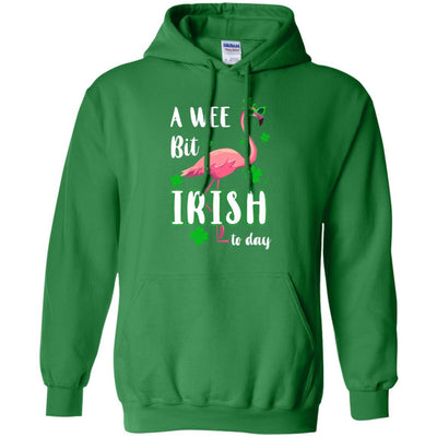 A Wee Bit Irish Today Green Flamingo St Patrick's Day-T-Shirt & Hoodie-Pullover Hoodie-Irish Green