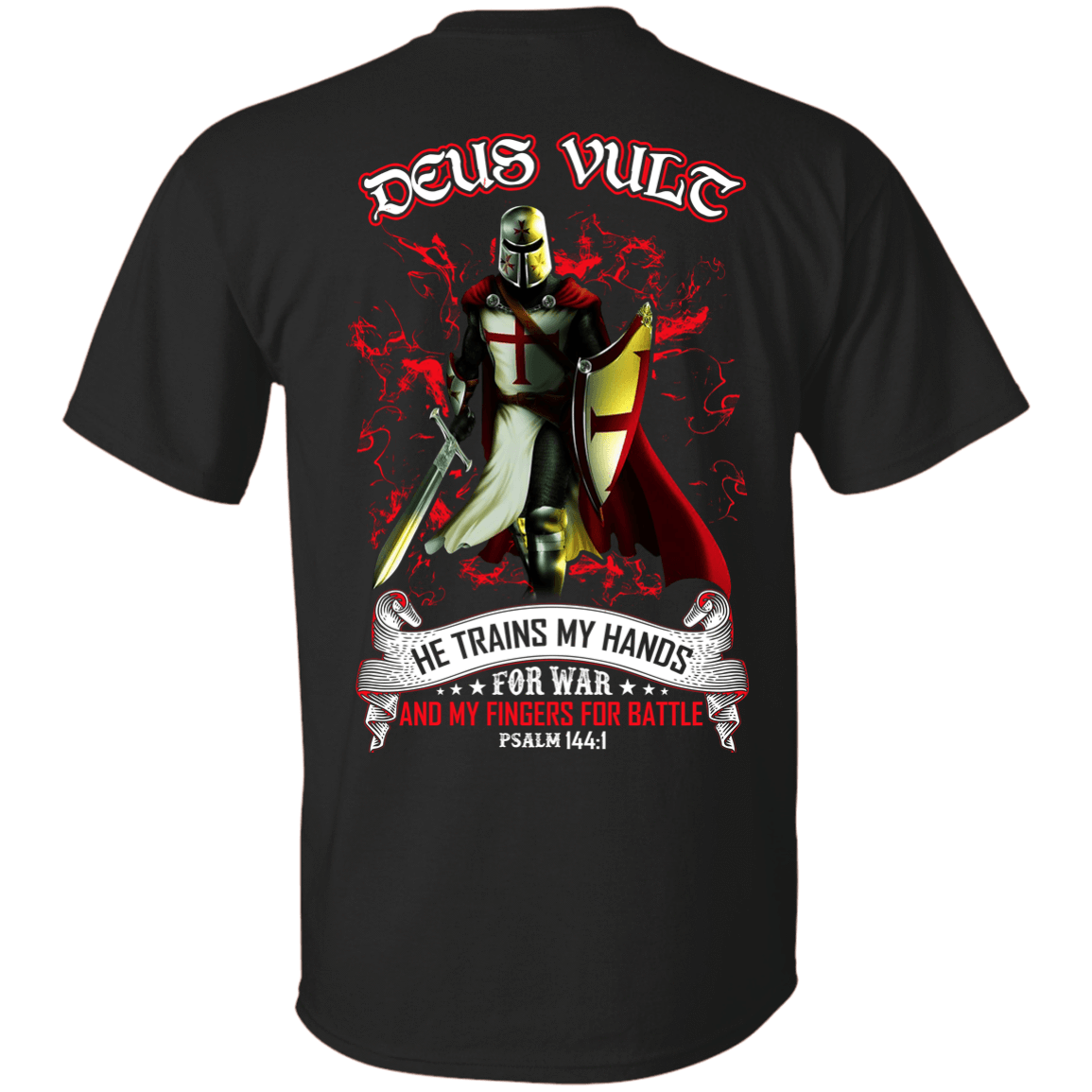 Knight Templar Deus Vult He Trains My Hands For War-T-Shirt & Hoodie-Classic T-Shirt-Black