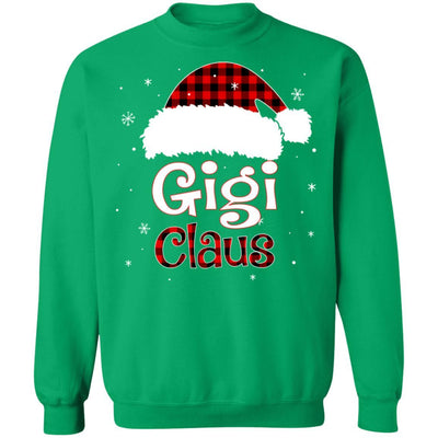 Santa Gigi Claus Red Plaid Family Pajamas Christmas Gift-T-Shirt & Sweatshirt-Crewneck Sweatshirt-Irish Green