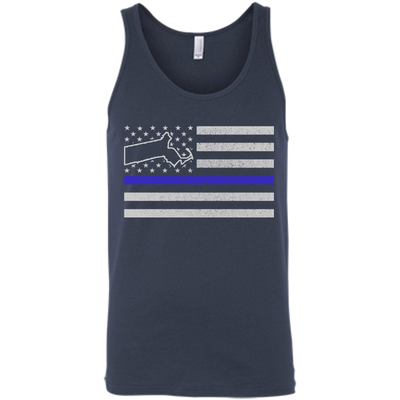 Massachusetts Thin Blue Line Police State-T-Shirt & Hoodie-Unisex Tank-Navy