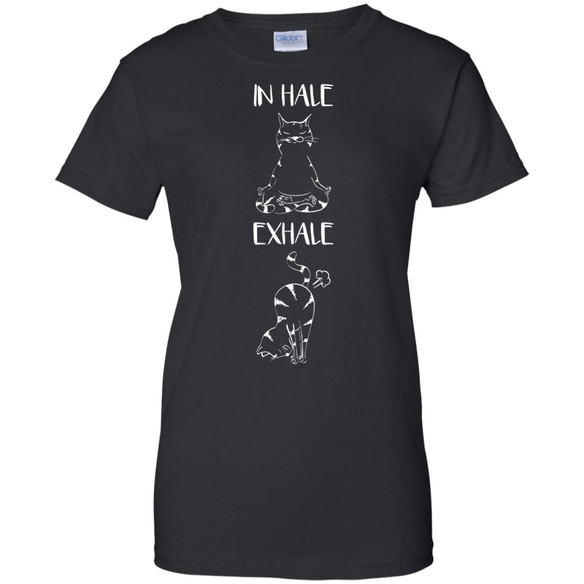 Yoga Cat Inhale Exhale-T-Shirt & Hoodie-Women's T-Shirt-Black