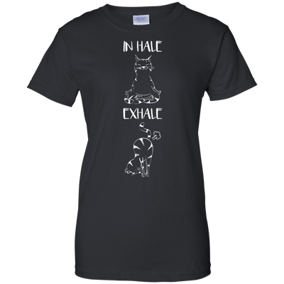Yoga Cat Inhale Exhale-T-Shirt & Hoodie-Women's T-Shirt-Black