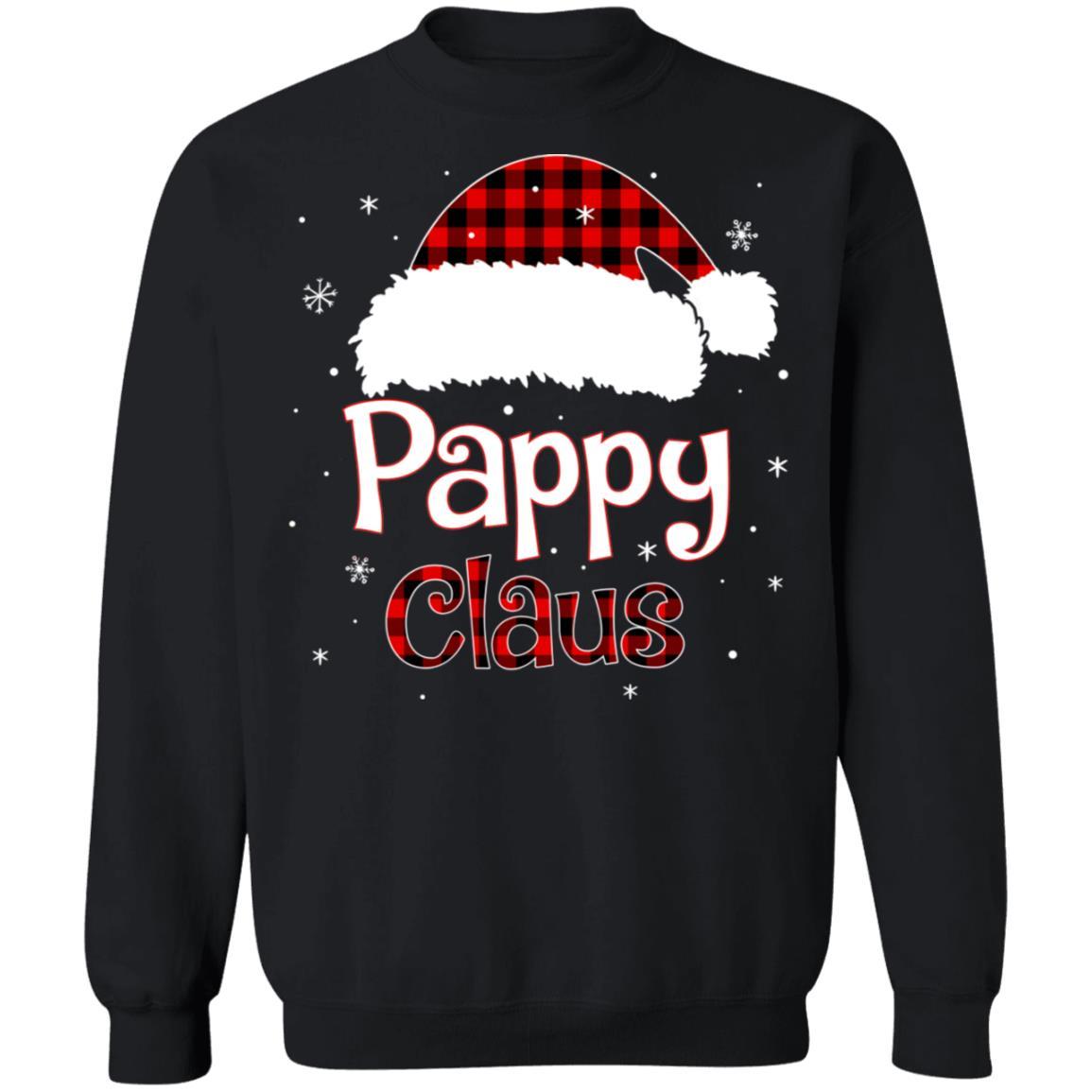 Santa Pappy Claus Red Plaid Family Pajamas Christmas Gift-T-Shirt & Sweatshirt-Crewneck Sweatshirt-Black