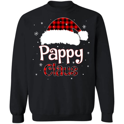 Santa Pappy Claus Red Plaid Family Pajamas Christmas Gift-T-Shirt & Sweatshirt-Crewneck Sweatshirt-Black