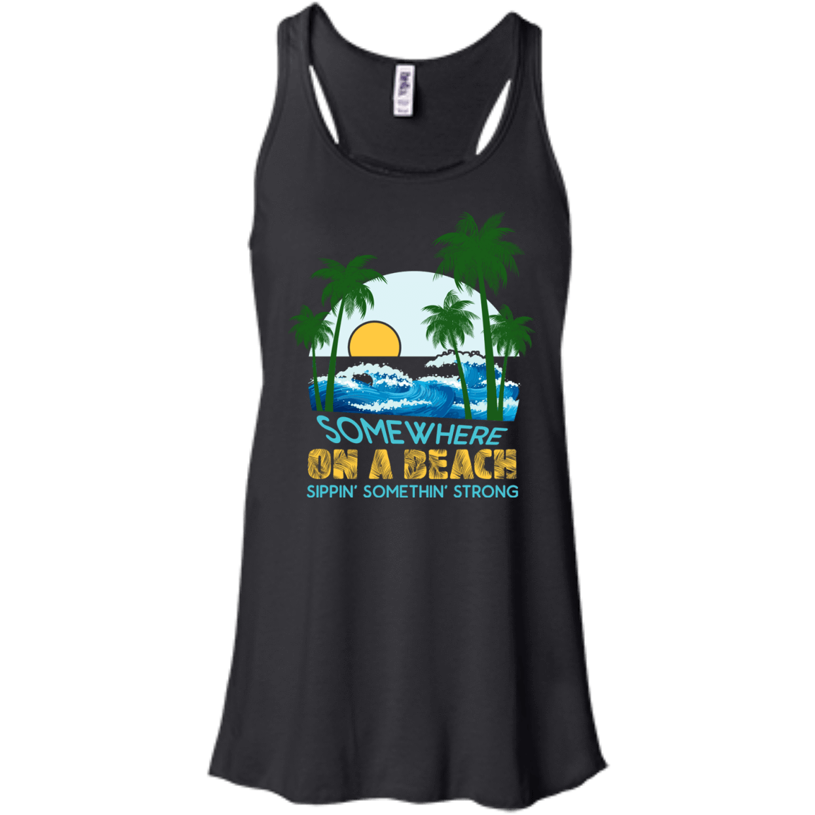 Somewhere On A Beach-T-Shirt & Hoodie-Women's Flowy Racerback Tank-Black