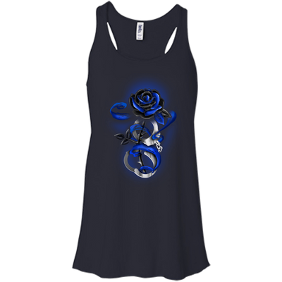 Rose tattoo Police Thin Blue Line-T-Shirt & Hoodie-Women's Flowy Racerback Tank-Midnight