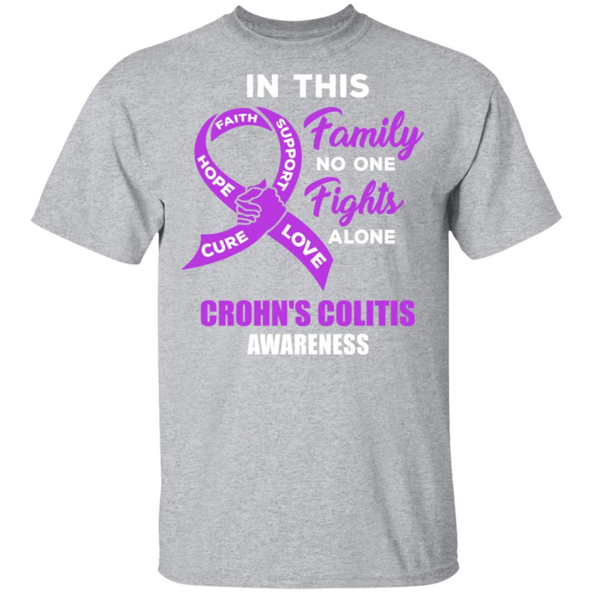 In This School No One Fights Crohn's Colitis Awareness Alone-T-Shirt & Hoodie-Classic T-Shirt-Sport Grey