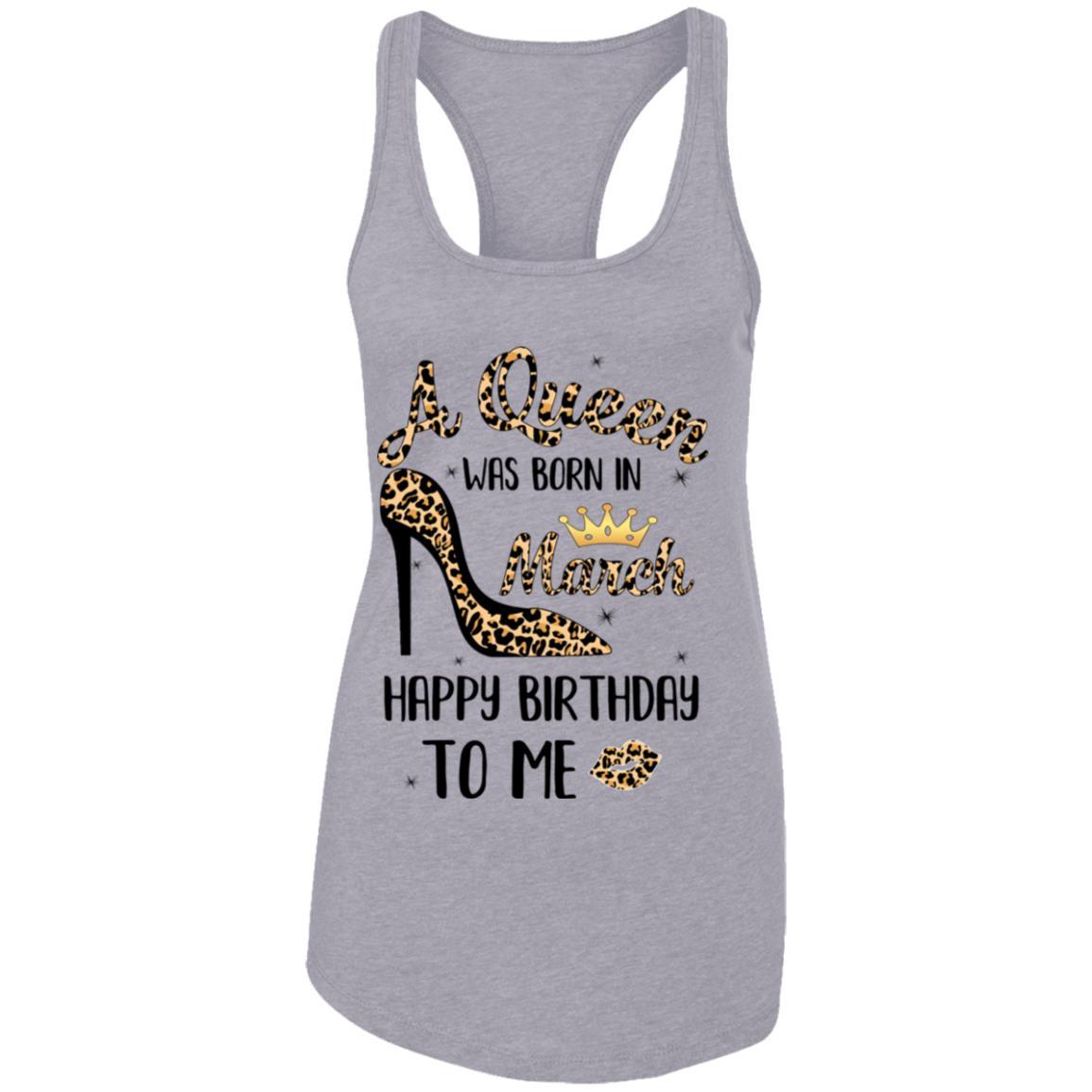 Born In March Girl Leopard High Heels Birthday Women Gift-T-Shirt & Tank Top-Women's Ideal Racerback Tank-Heather Grey