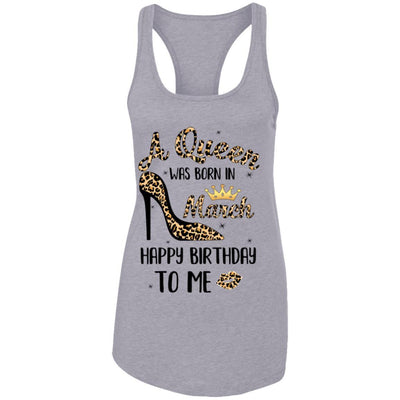 Born In March Girl Leopard High Heels Birthday Women Gift-T-Shirt & Tank Top-Women's Ideal Racerback Tank-Heather Grey