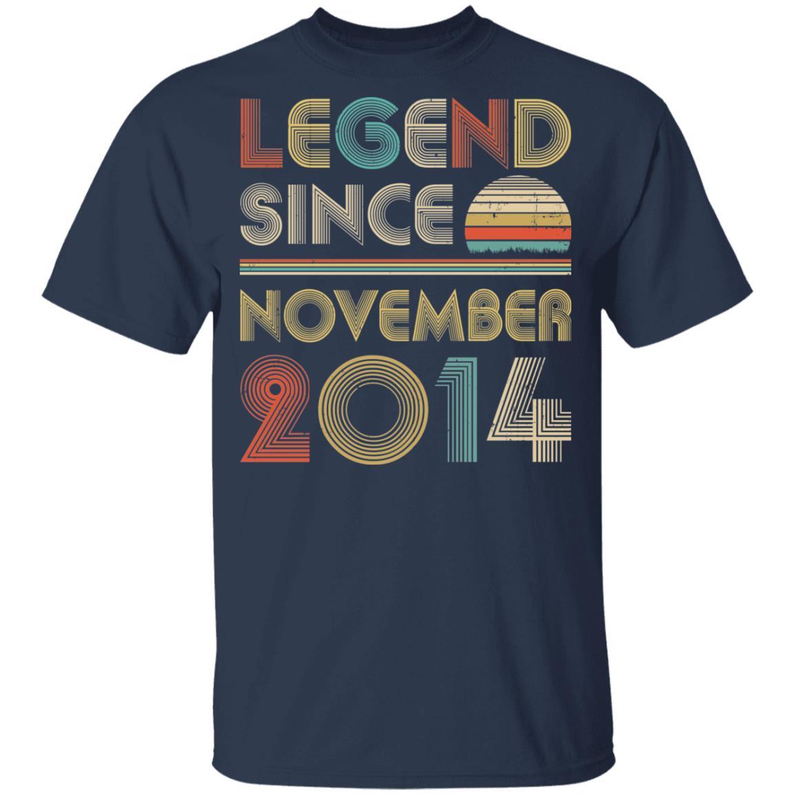 Legend Since November 2014 Vintage 7th Birthday Gifts Youth-Youth Shirt-Youth T-Shirt-Navy
